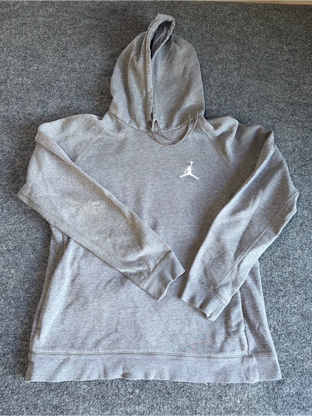 Jordan Gray Hooded Pullover with White Jumpman Embroidered L